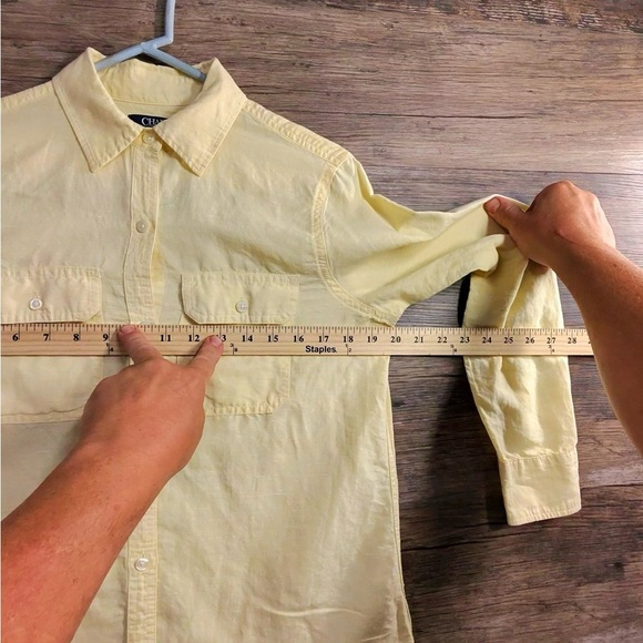 Chaps Yellow Fitted Long Sleeve Mandarin Collar Shirt - Picture 4 of 9